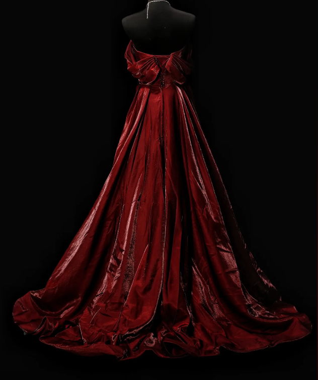 Elegant Burgundy Evening Dress Satin Off-shoulder A-Line Prom Dress DP06236