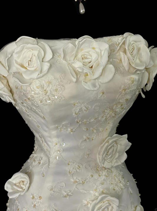 Chic White Evening Dress Strapless A-Line Prom Dress Satin Formal Dress DP06247