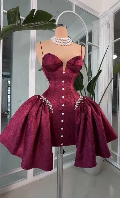 Sexy Red Short Prom Dress Straps A-Line Birthday Dress Satin Hoco Dress DP06263