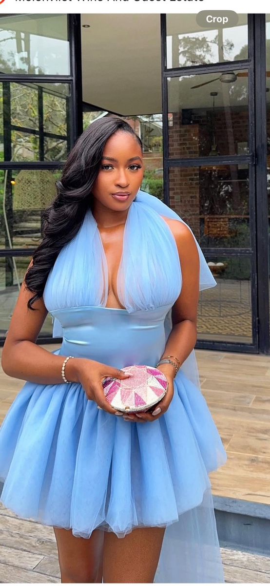Sexy Blue Hoco Dress Halter A-Line Dress for Party Tulle Birthday Dress DP06307