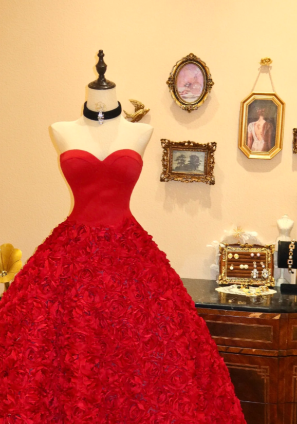 Glam Red Prom Dress Sweetheart A-Line Dress for Party Tulle Evening Dress DP06318