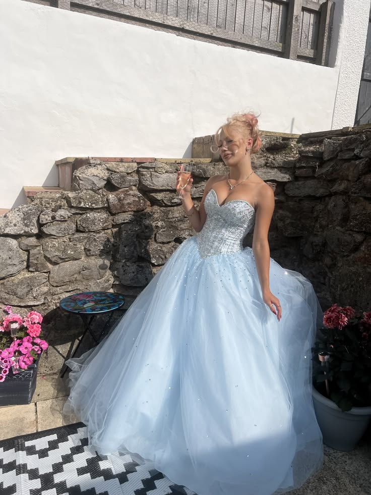 Glam Blue Prom Dress A-Line Dress for Party Tulle Evening Dress DP06324