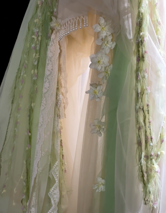 Elegant Green Evening Dress Straps A-Line Tulle Prom Dress DP06373