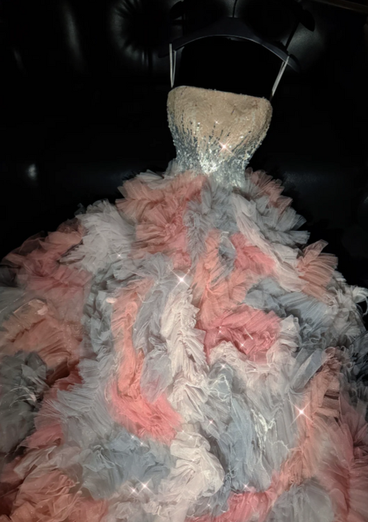 Gorgeous Tulle Prom Dress Strapless A-Line Long Evening Dress DP06404