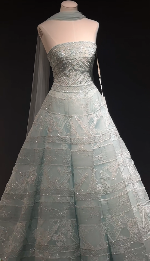 Chic Pale Blue Prom Dress A-Line Tulle Beaded Long Evening Dress DP06507