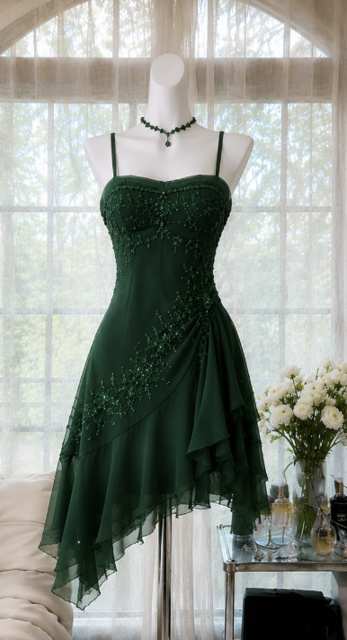 Pretty Navy Blue Short Homecoming Dress Straps A-Line Chiffon Beaded Birthday Dress DP06567