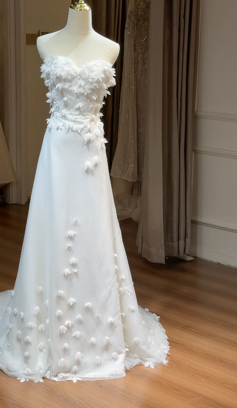 Timeless A-Line White Chiffon Wedding Dress for Bride DP06576
