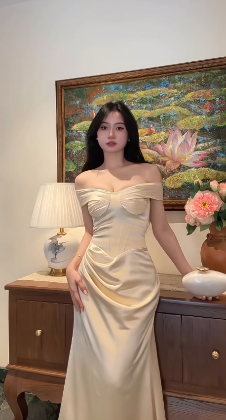 Elegant Champgane Prom Dress Sheath Satin Long Evening Dress DP06791