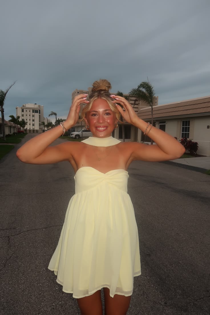 Pretty Yellow Birthday Dress Sheath Chiffon Short Homecoming Dress DP06807