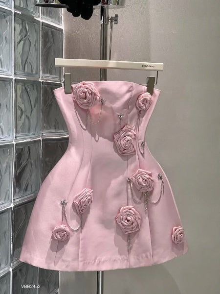 Pretty Pink A-Line Satin Short Homecoming Dress DP06961