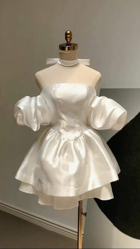 Pretty White A-Line Satin Short Homecoming Dress DP06977