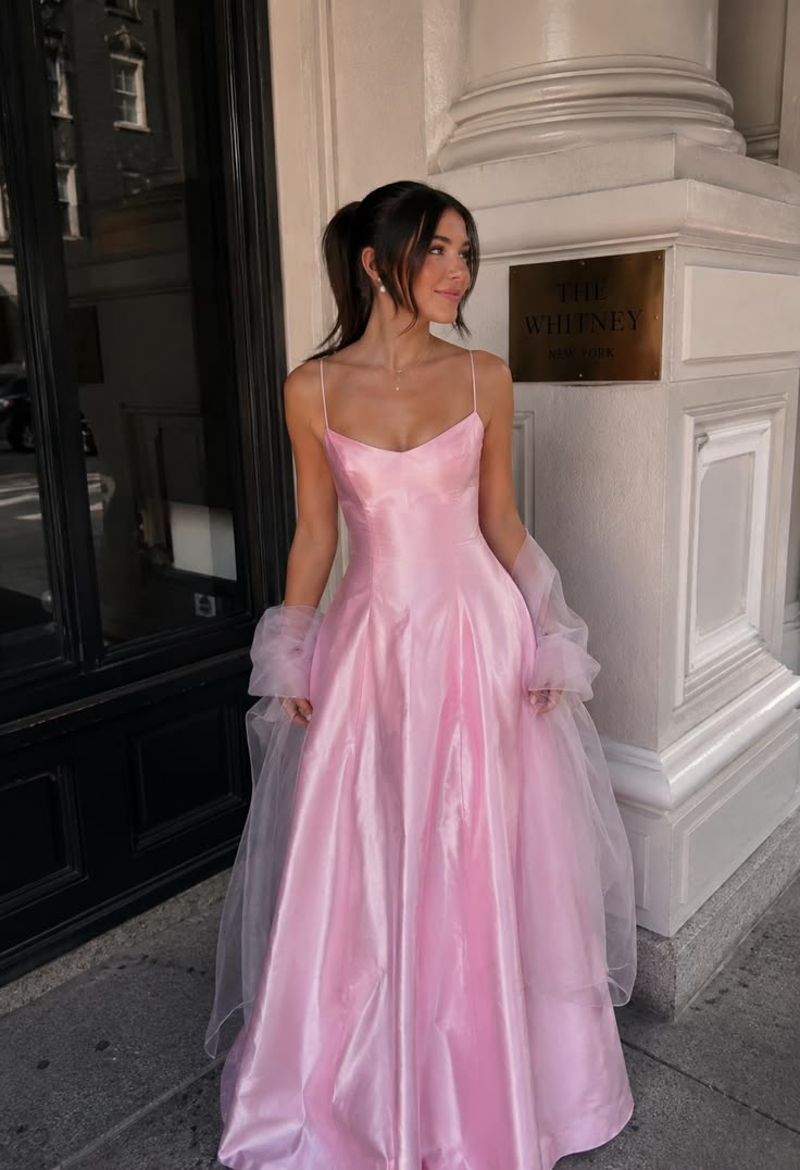 Chic Pink Prom Dress Dress Sheath Satin Long Evening Dress DP07028