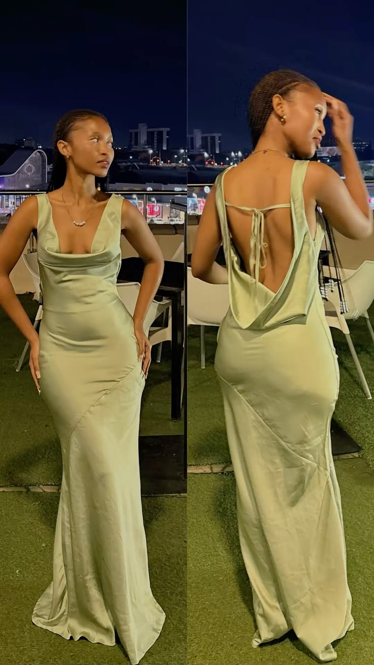 Chic Green Prom Dress Sheath Satin Long Evening Dress DP07031