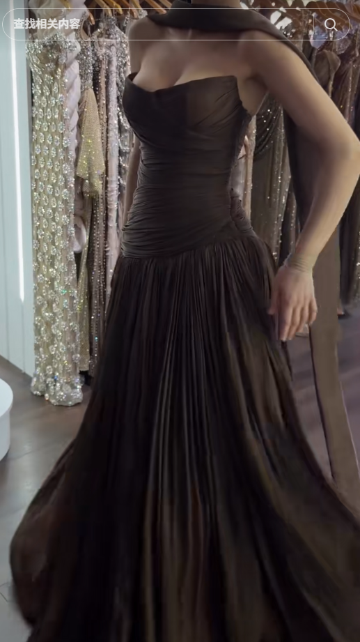 Glamours Brown Evening Gown Chiffon Sheath Long Prom Dress DP07064