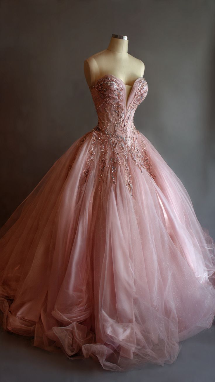 Elegant Pink Long Prom Dress A-Line Tulle Prom Dress DP07094