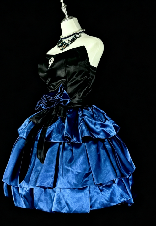 Chic Blue Short Homecoming Dress A-Line Satin Birthday Dress DP07129