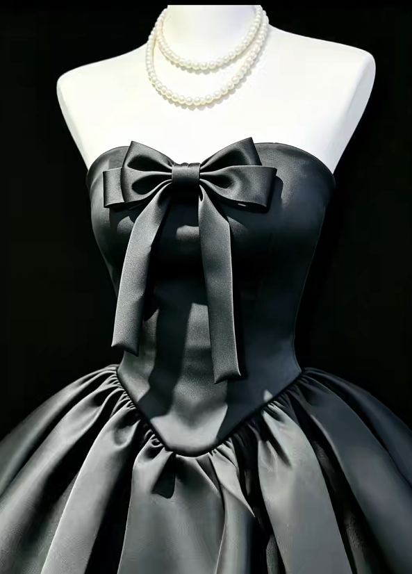 Gorgeous Black Birthday Dress A-Line Satin Homecoming Dress DP07295