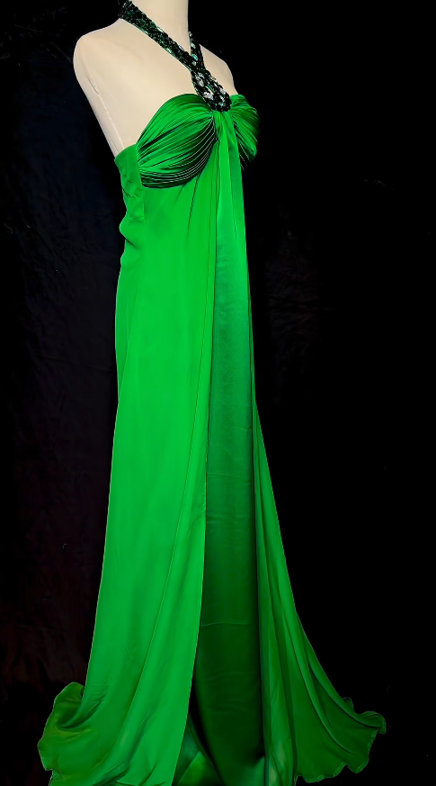 Schickes Etuikleid aus Chiffon, langes Abendkleid, grünes Abschlussballkleid DP07391