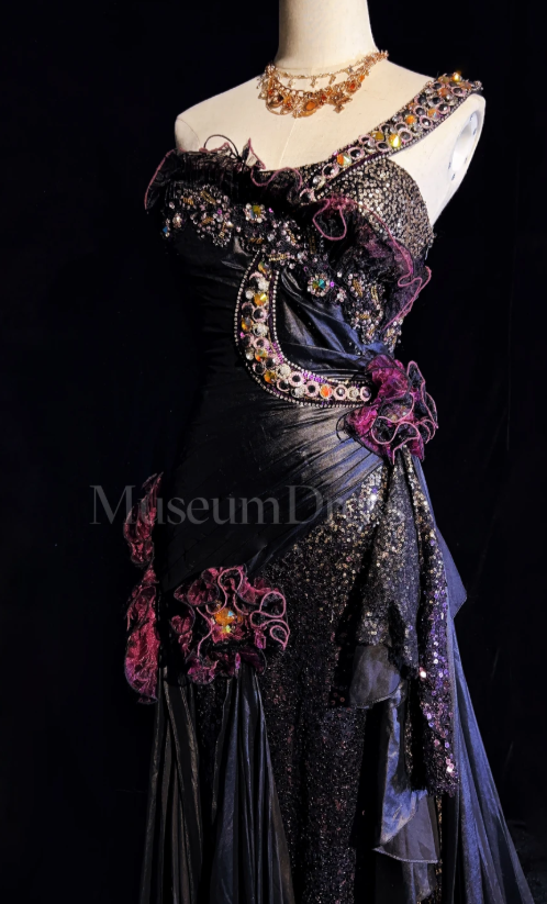 Chic Sheath Satin Long Evening Dress Dark Purple Prom Dress DP07395