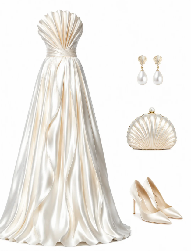 Chic A-Line Satin Long Evening Dress White Prom Dress DP07399