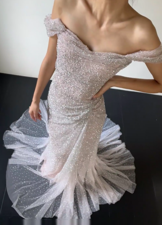 Chic A-Line Tulle Long Evening Dress Pink Prom Dress DP07400