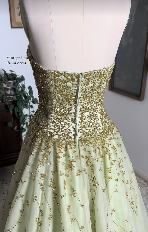 Green Tulle Prom Dress A-Line Strapless Long Evening Dress DP07485