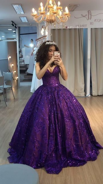 Chic Dark Purple Prom Dress A-Line Sequins Long Evening Dress DP07651