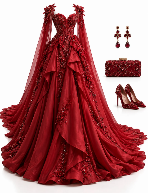 Chic Red Prom Dress A-Line Satin Long Evening Dress DP07684
