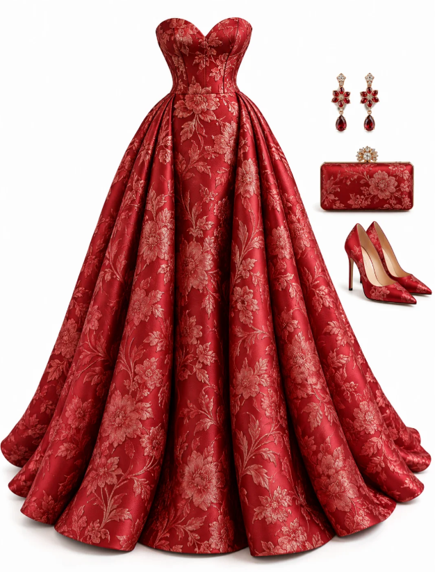 Chic Burgundy Prom Dress A-Line Satin Long Evening Dress DP07695