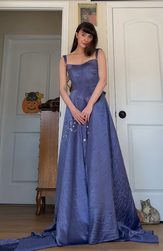 Gorgeous Blue-Purple Prom Dress A-Line Satin Long Evening Dress DP07756