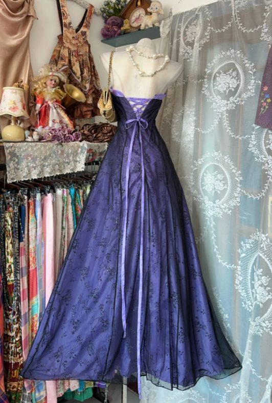 Gorgeous Purple Prom Dress A-Line Lace Long Evening Dress DP07764