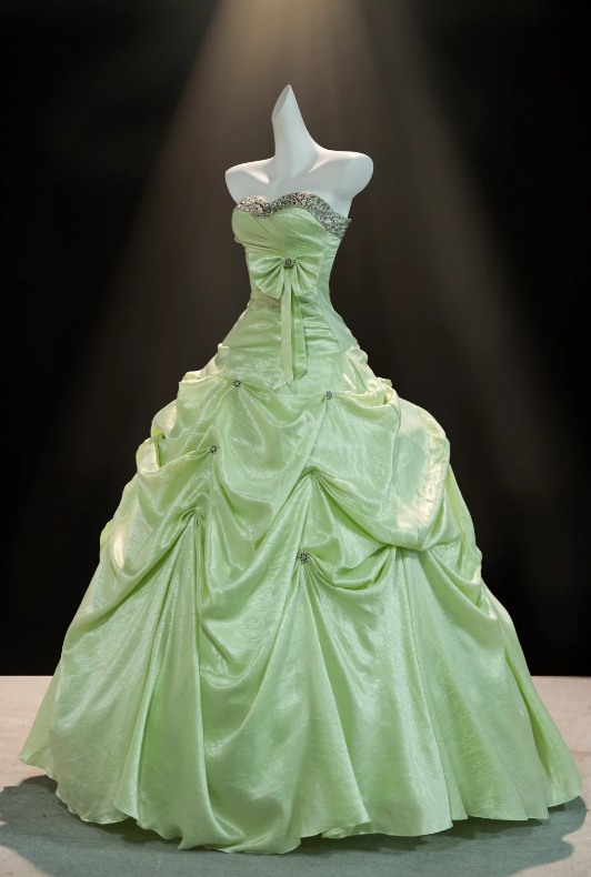 Glam Green Prom Dress A-Line Satin Long Evening Dress DP07809