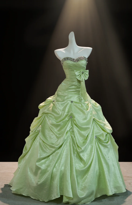 Glam Green Prom Dress A-Line Satin Long Evening Dress DP07809
