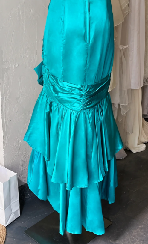 Robe de bal chic bleue, fourreau en satin, longue robe de soirée DP07873