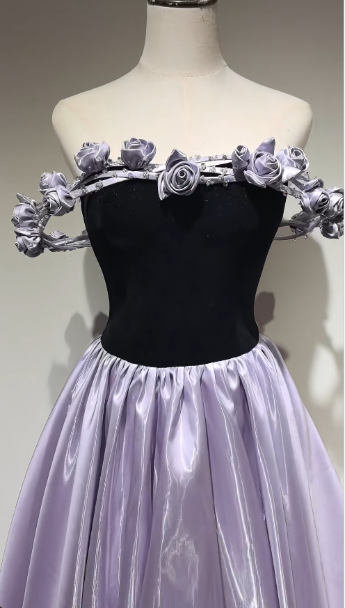 Pretty Purple Prom Dress A-line Satin Long Evening Dress DP07907
