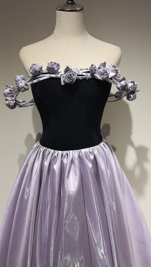 Pretty Purple Prom Dress A-line Satin Long Evening Dress DP07907