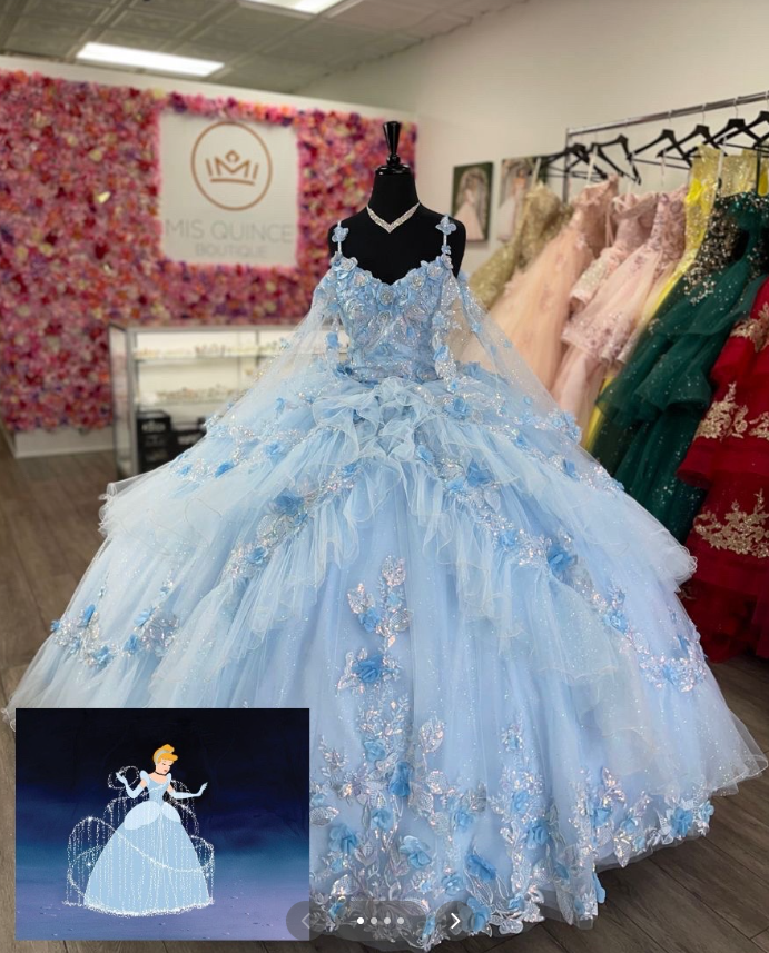 Niedliches blaues Ballkleid zum 16. Geburtstag, Quinceañera-Kleid aus Tüll mit Applikationen, Geburtstagskleid DP07973