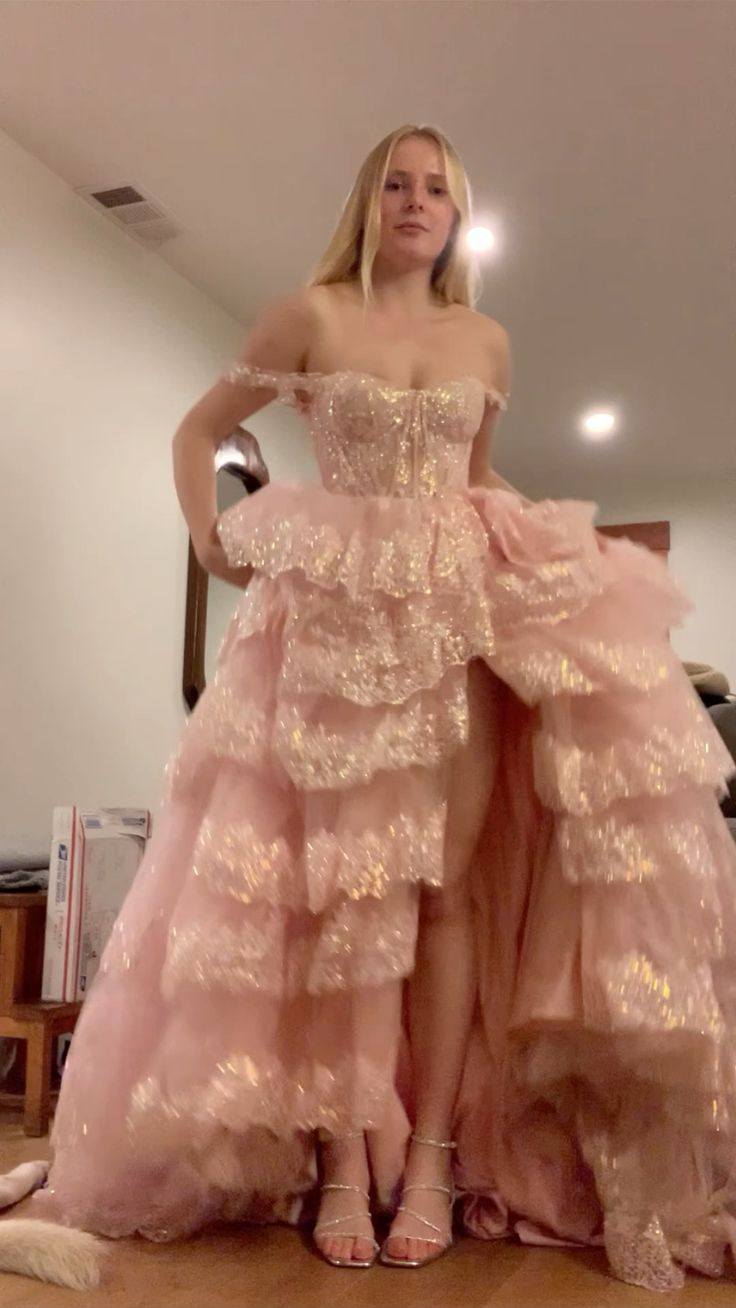 Cute A-Line Tulle Sweet 16 Dress Sequins Pink Prom Dress DP07979