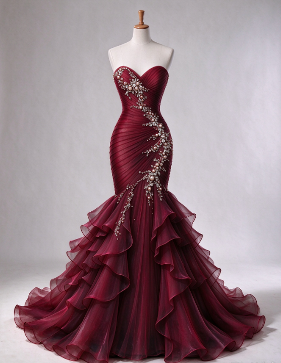 Gorgeous Mermaid Chiffon Long Evening Dress Deep Purple Prom Dress DP07986