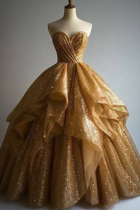 Robe de bal élégante pour 16 ans, robe de soirée longue en tulle de coupe trapèze, dorée, DP07996