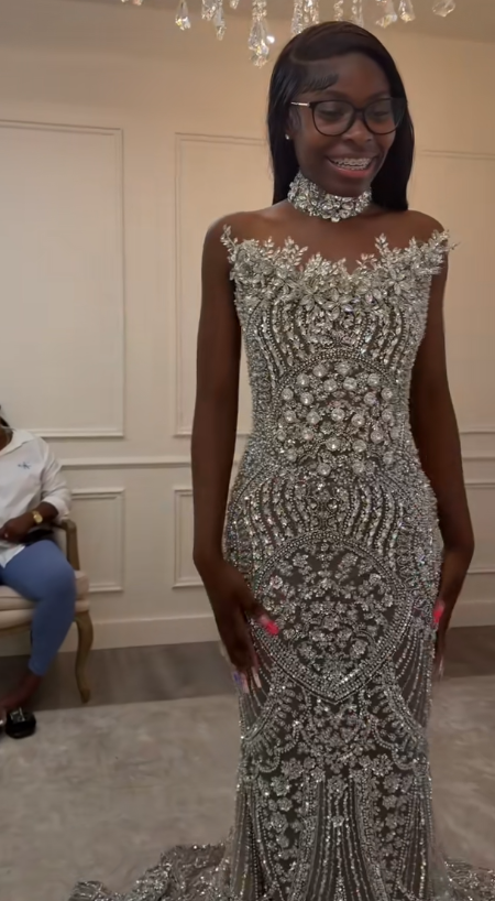 Elegant Sheath Beaded Tulle Long Evening Dress Silver Prom Dress DP08004