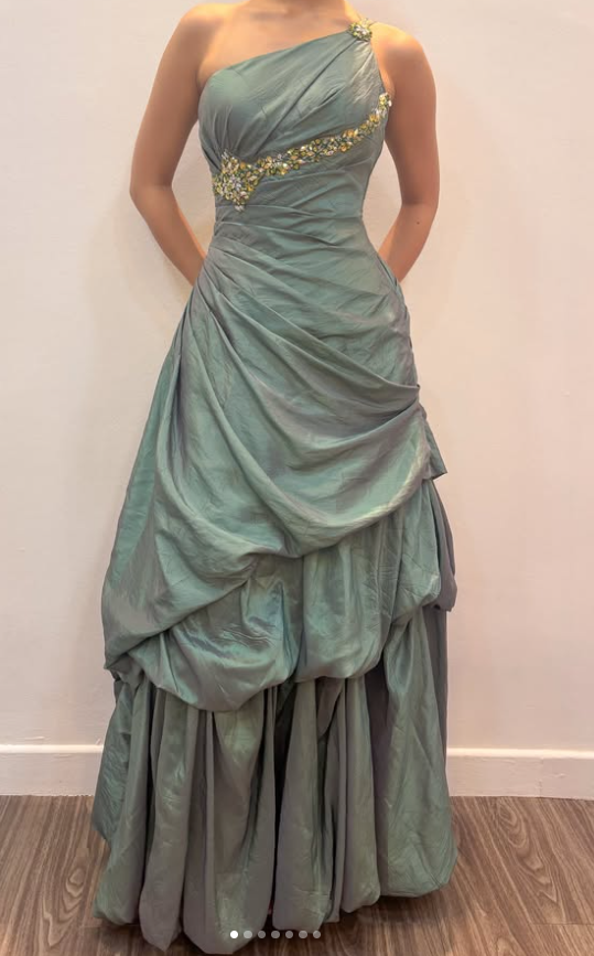 Elegant Sheath Satin Long Evening Dress Green Prom Dress DP08024
