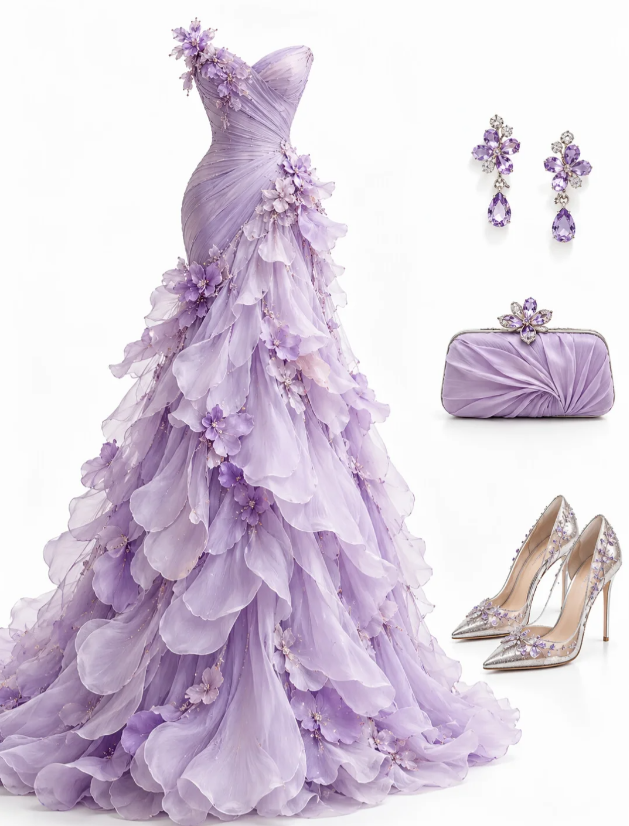 Fairy A-Line Tulle Long Evening Dress Purple Prom Dress DP08028