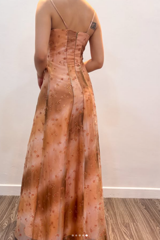Pretty A-Line Satin Long Evening Dress Orange Prom Dress DP08036