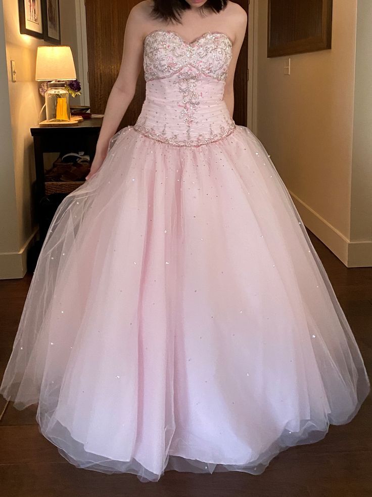 Niedliches langes Abendkleid aus Tüll in A-Linie, rosa Ballkleid DP08042