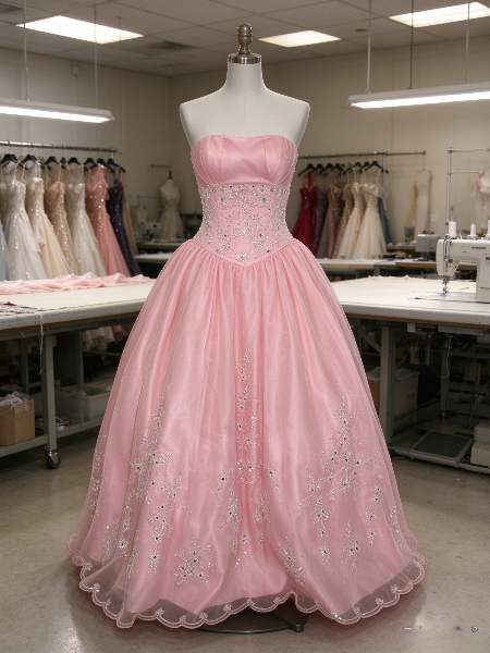 Cute A-Line Sweet 16 Dress Tulle Long Evening Dress Pink Prom Dress DP08047