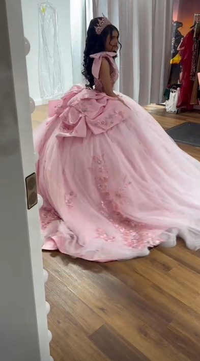 Gorgeous A-Line Sweet 16 Dress Tulle Long Evening Dress Pink Prom Dress DP08055