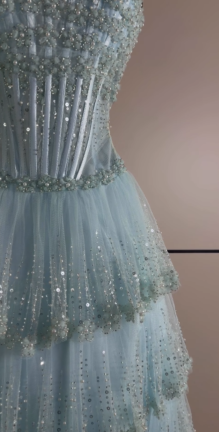 Fairy A-Line Tulle Long Evening Dress Pale Blue Prom Dress DP08097