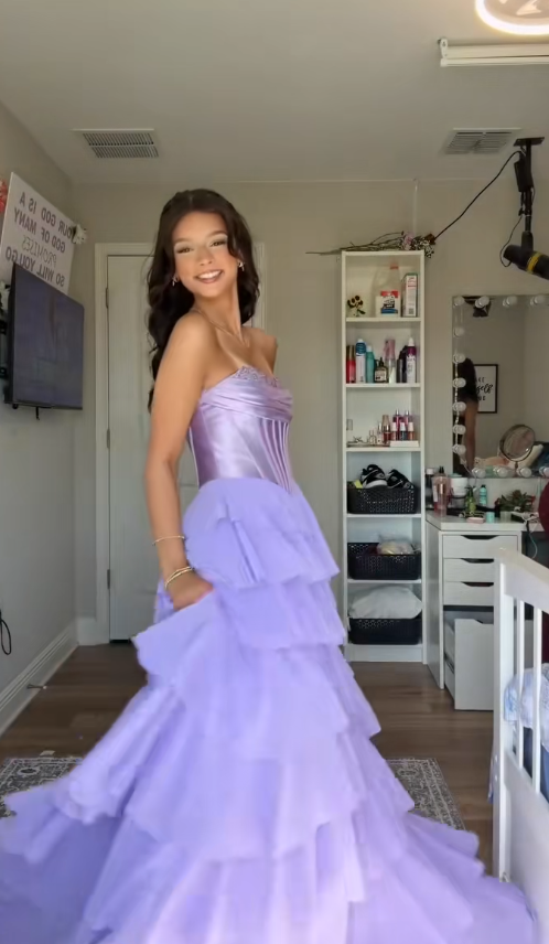 Pretty Purple Prom Dress A-Line Chiffon Long Evening Dress DP08110