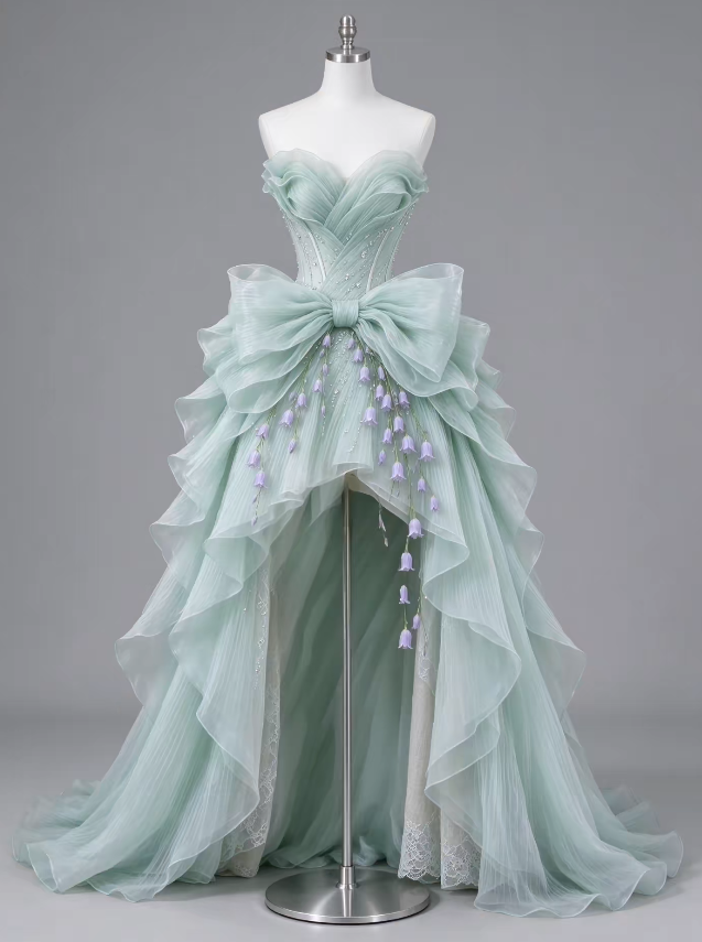Fairy A-Linien-Tüll-L Abendkleid Mintgrünes Ballkleid DP08173